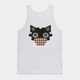 Black Cat Wearing Chocolate Donut Mask Tank Top